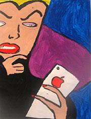 Painting of Evil Queen holding an iPhone